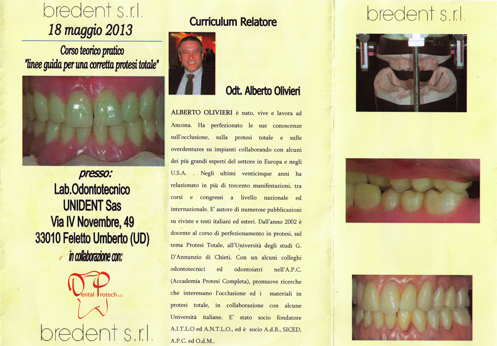 Corso teorico pratico "linea guida per una corretta protesi totale" con Odt. Alberto Olivieri